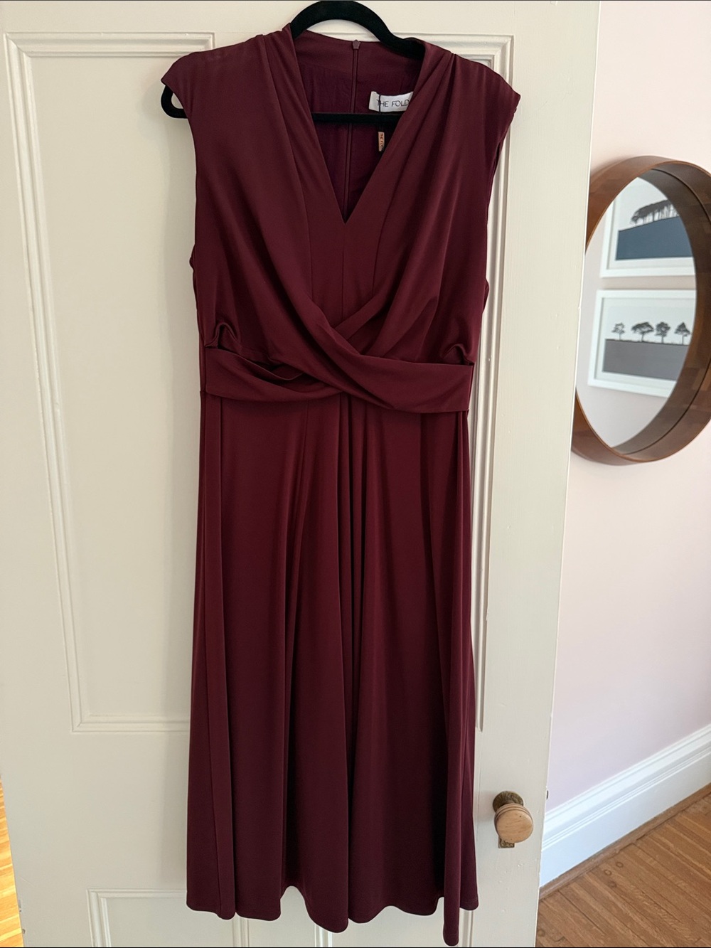 Sleeveless Wine Midi Dress with Twist Front